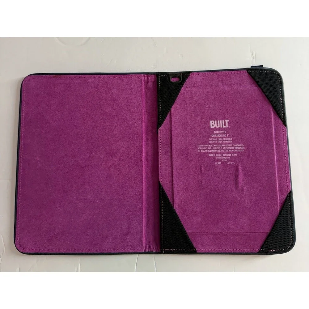 BUILT Kindle Fire HD 7 Slim Cover Floral Tablet Case Sleeve Pink Purple Flowers